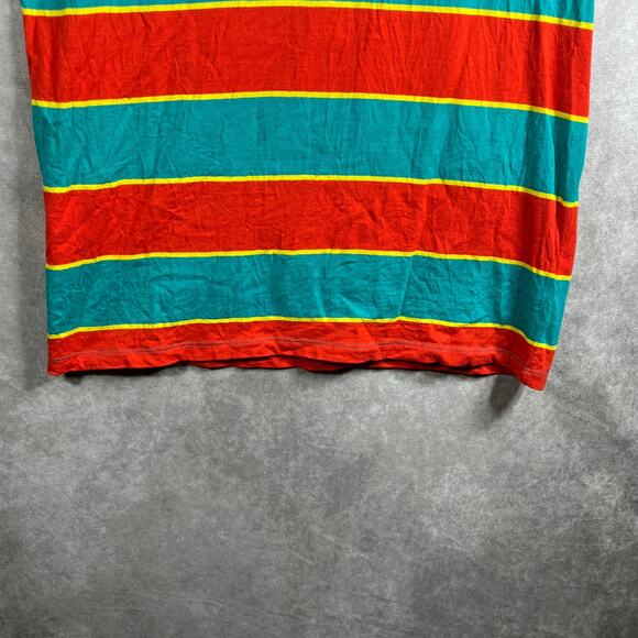 Vintage Guess Shirt Mens Medium Blue Orange‎ Striped Short Sleeve Crew Neck Y2K - Picture 3 of 9